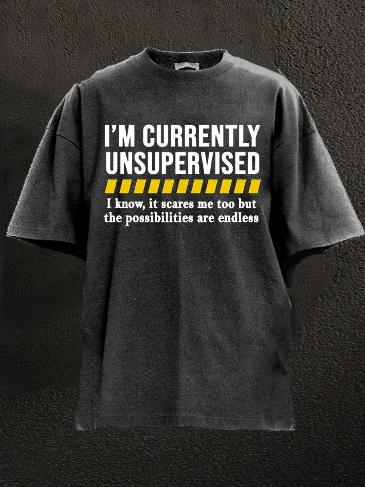 Currently Unsupervised Mens Washed Gym Shirt