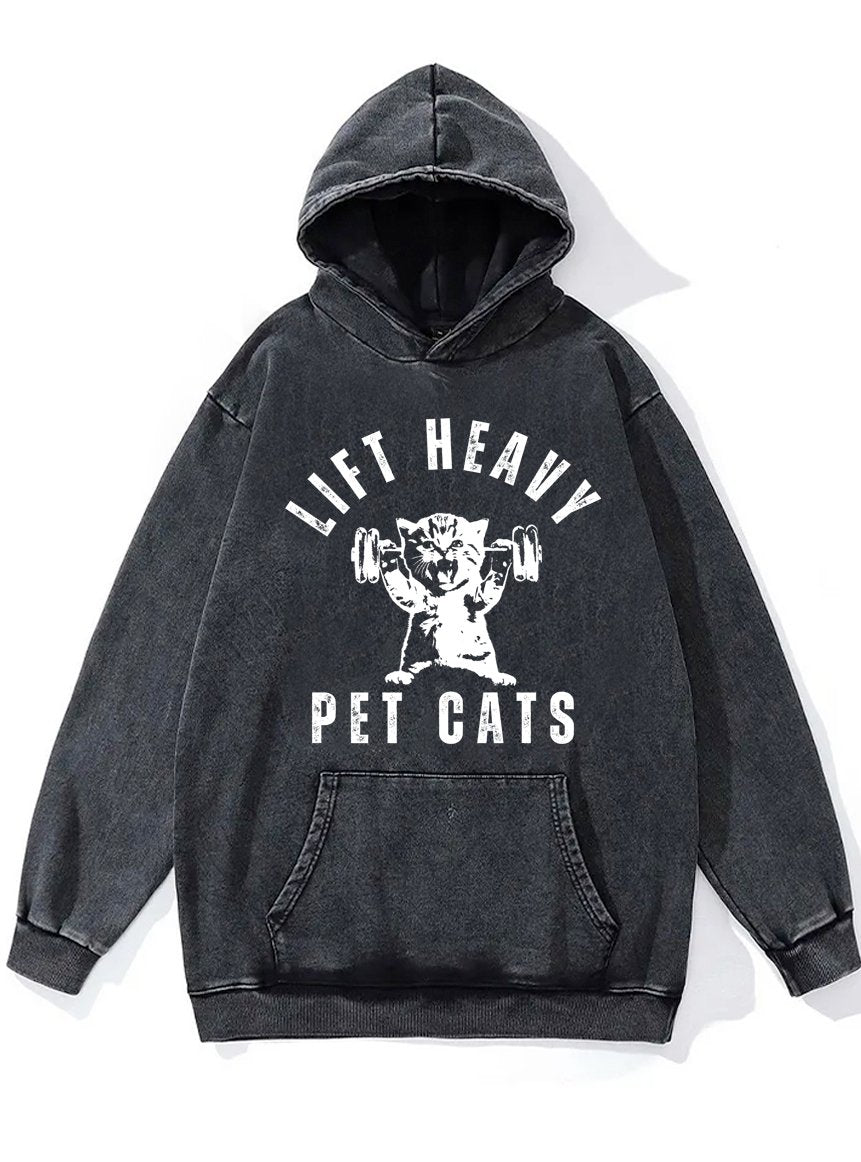 lift heavy pet cats Washed Gym Hoodie