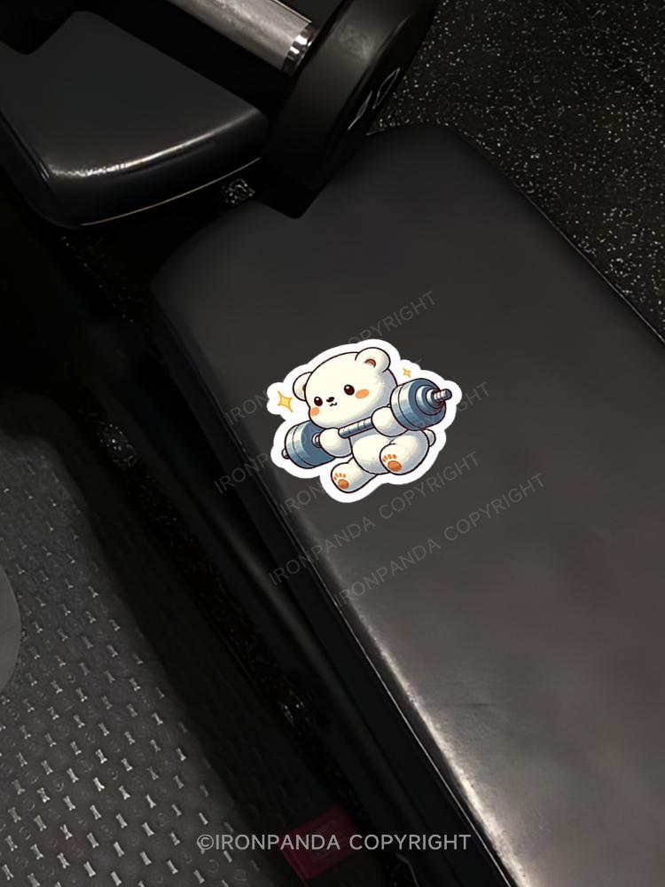 IronPanda weightlifting toy bear Sticker