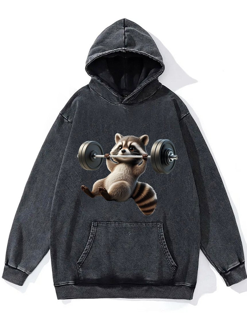 BENCH PRESS RACCOON Washed Gym Hoodie