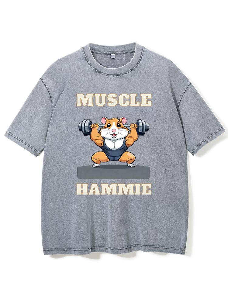 Muscular hamster Washed Gym Shirt