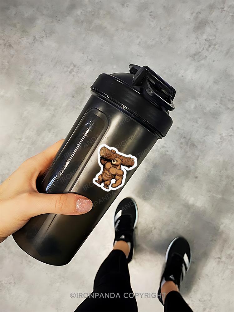 IronPanda bear weightlifting Sticker