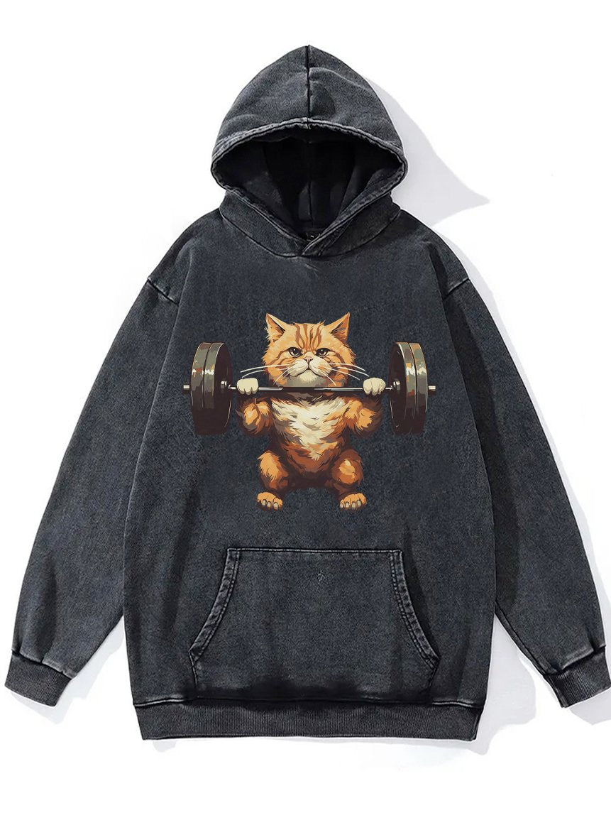 WEIGHTLIFTING CAT Washed Gym Hoodie