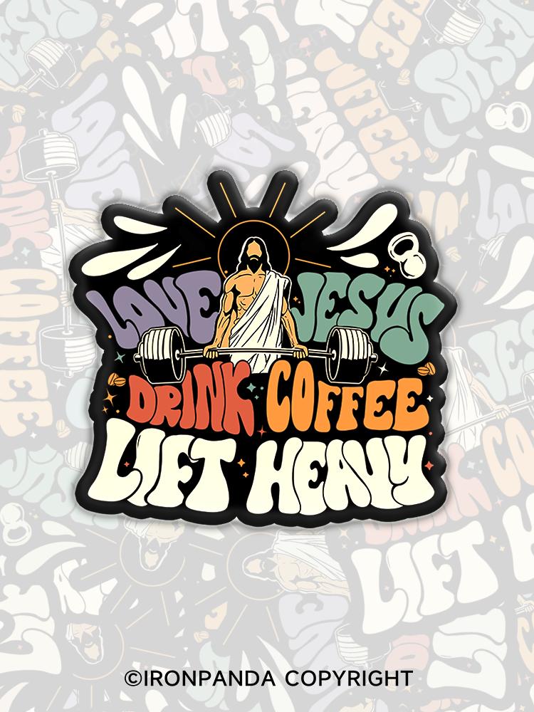 IronPanda LOVE JESUS DRINK COFFEE LIFT HEAVY Fridge Magnet