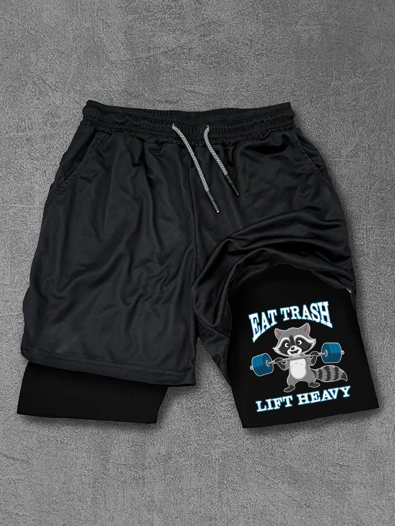 eat trash lift heavy raccoon Performance Training Shorts
