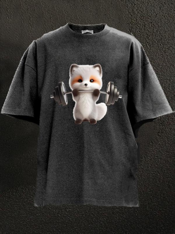 Ironpanda Lift Heavy Fox Washed Gym Shirt