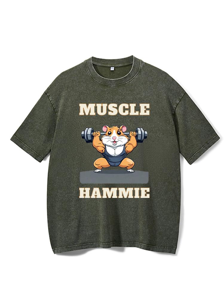 Muscular hamster Washed Gym Shirt