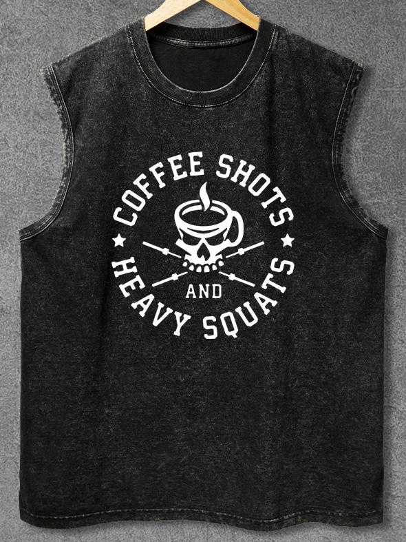 COFFEE SHOTS HEAVY SQUATS Washed Gym Tank