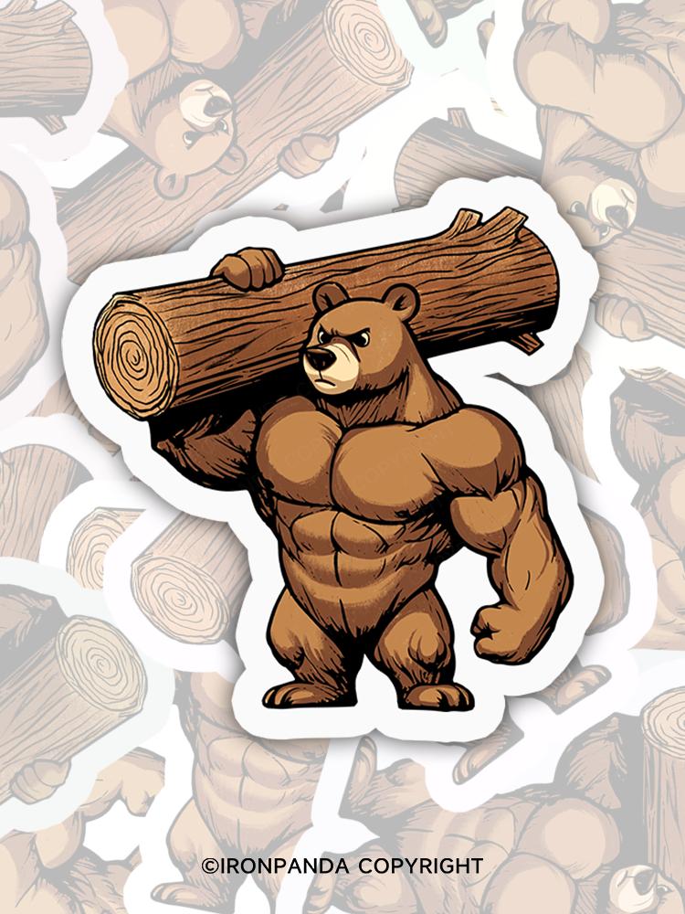 IronPanda bear weightlifting Sticker