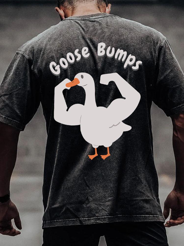GOOSE BUMPS back printed Washed Gym Shirt