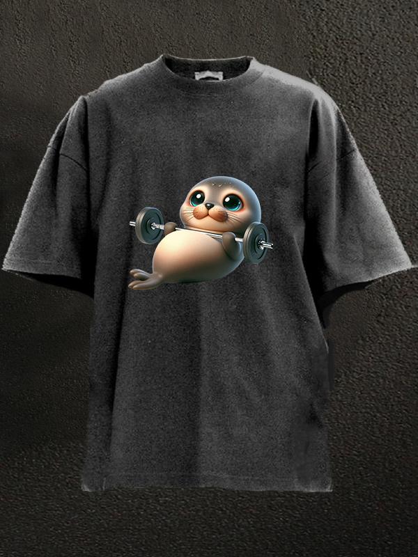 seal bench press Washed Gym Shirt