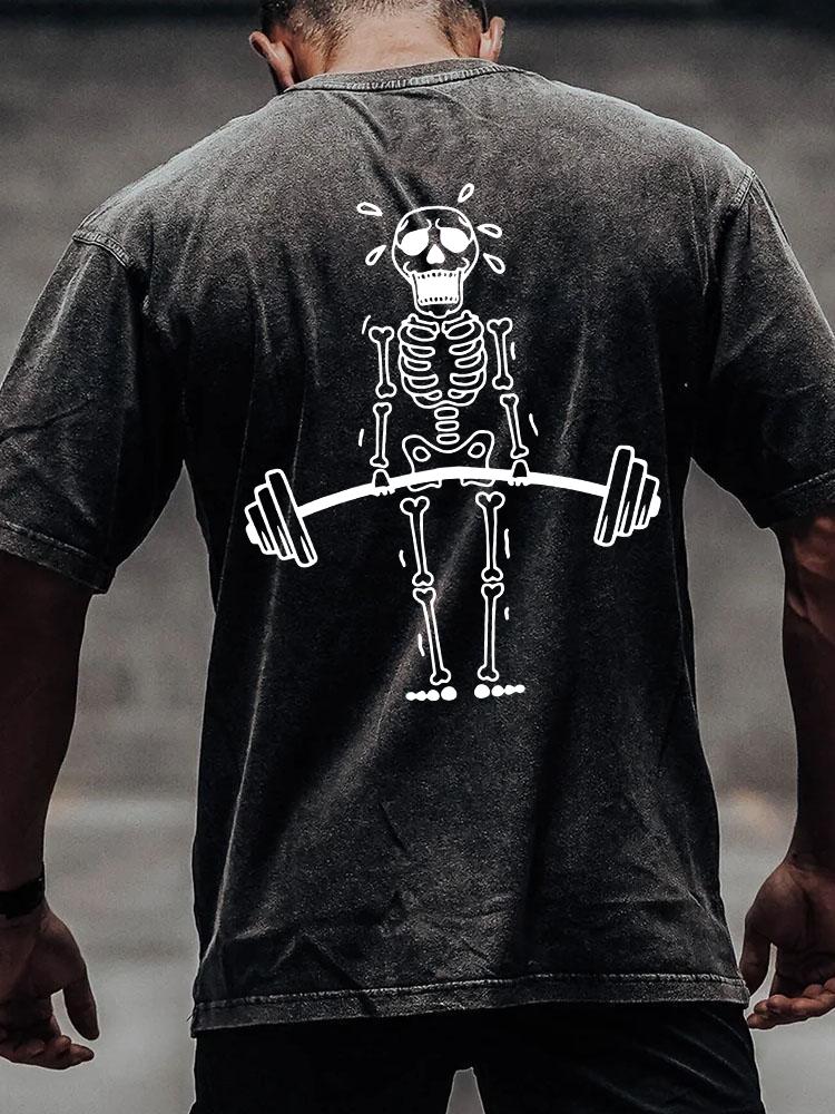 DEADLIFT back printed Washed Gym Shirt