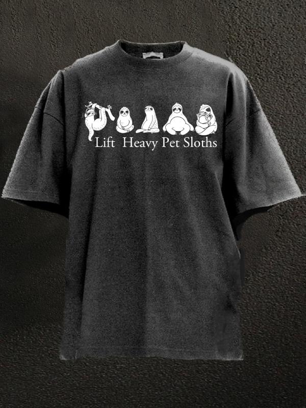 IronPandafit Lift Heavy Pet Sloths Washed Gym Shirt For Sale