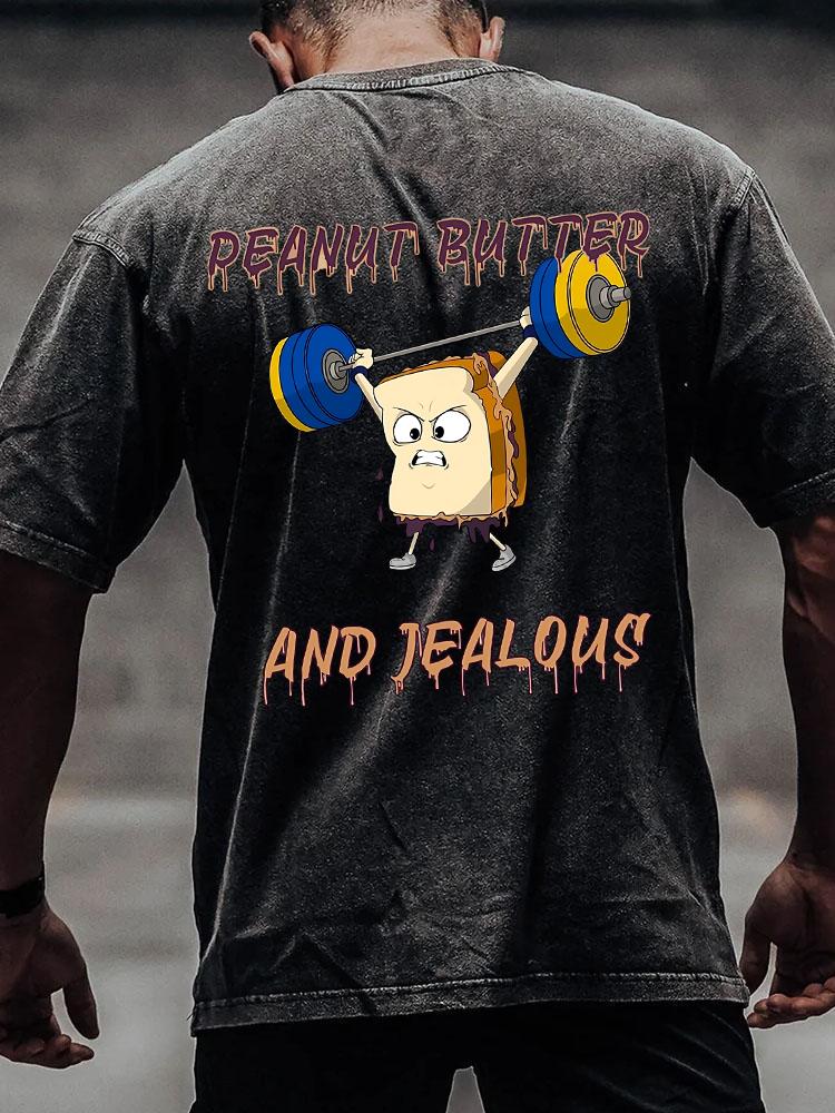 PEANUT BUTTER AND JEALOUS back printed Washed Gym Shirt