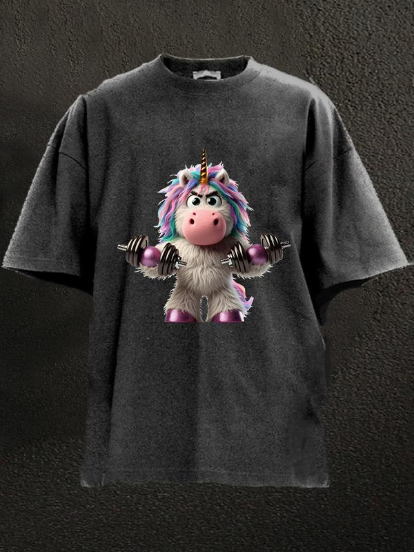 fitness unicorn Washed Gym Shirt