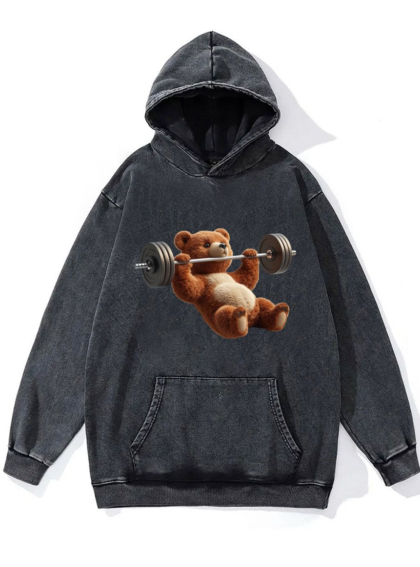 BENCH PRESS BEAR Washed Gym Hoodie