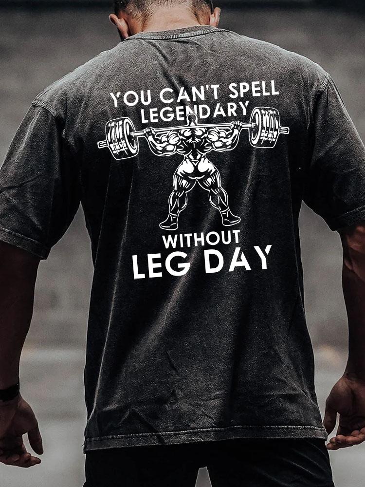 WITHOUT LEG DAY back printed Washed Gym Shirt