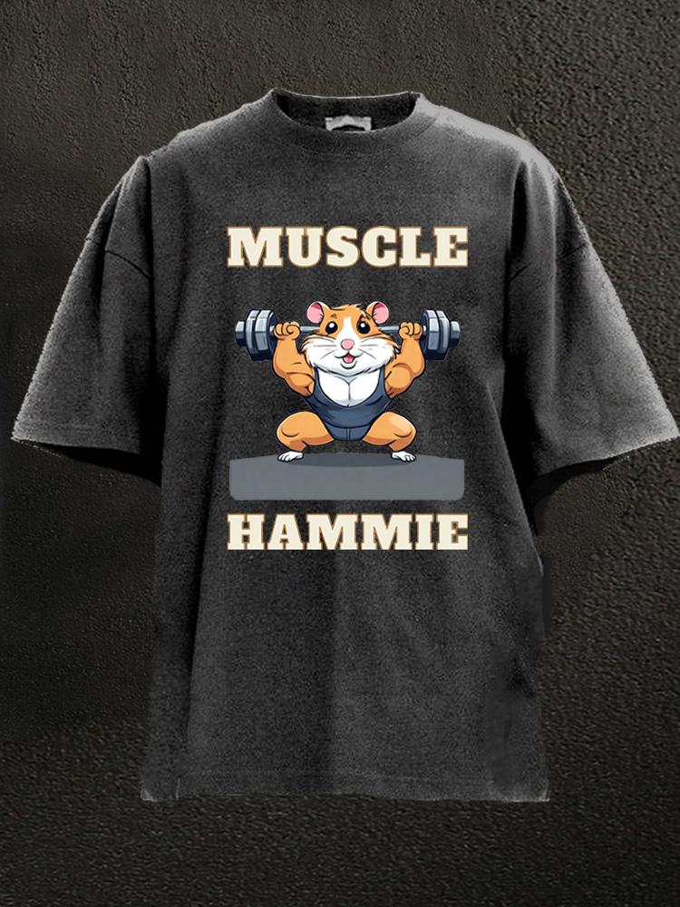 Muscular hamster Washed Gym Shirt