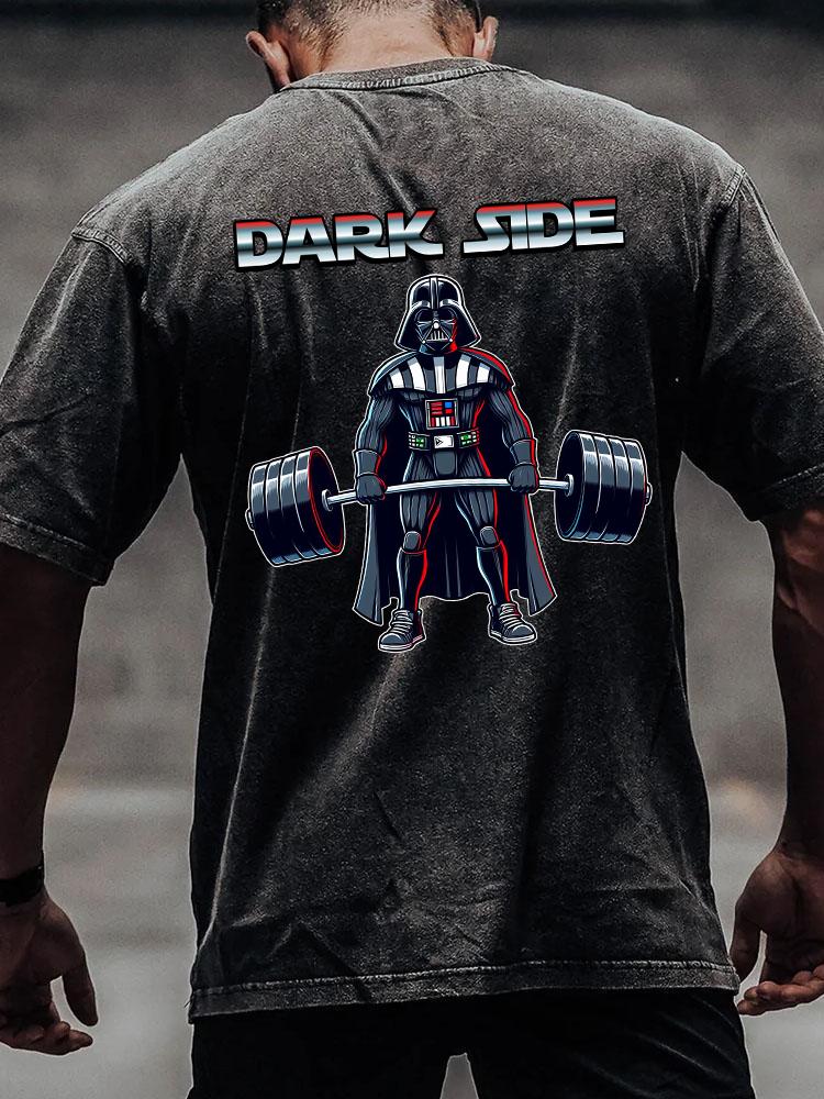 DARK SIDE VADER DEADLIFT back printed Washed Gym Shirt