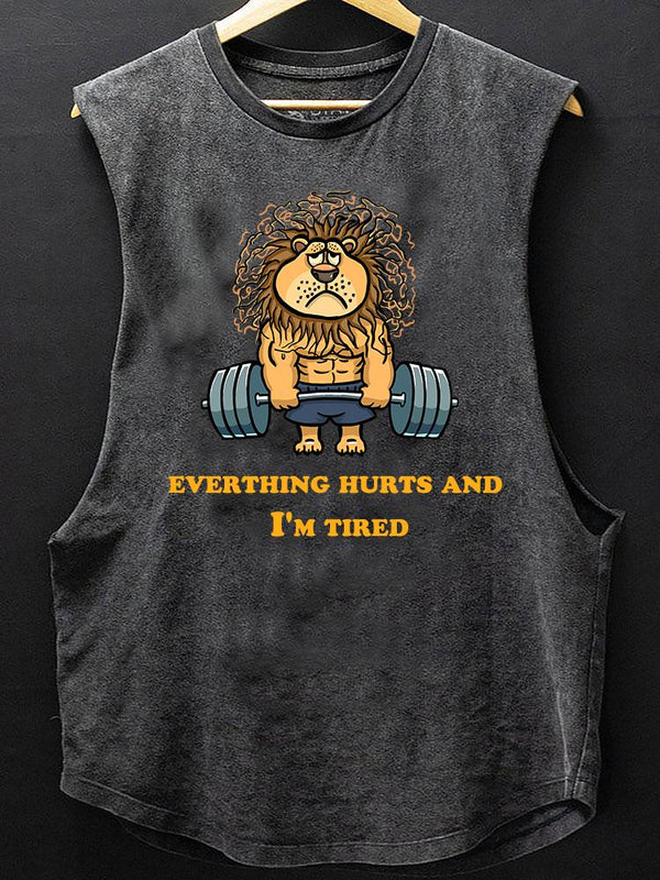 everthing hurts and I'm tired lion BOTTOM COTTON TANK