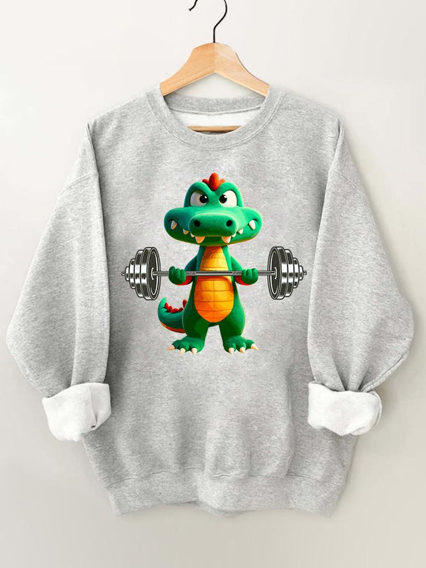 funny weightlifting dinosaur Gym Sweatshirt
