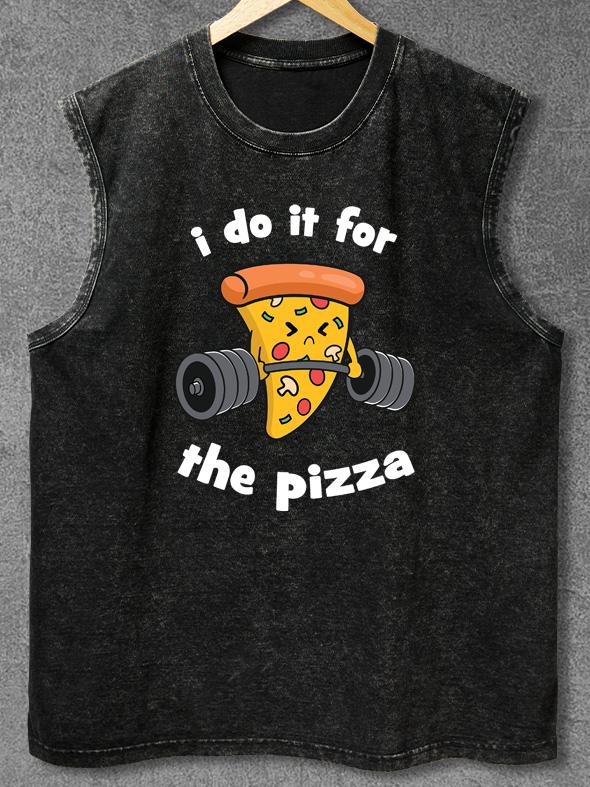 I DO IT FOR THE PIZZA Washed Gym Tank