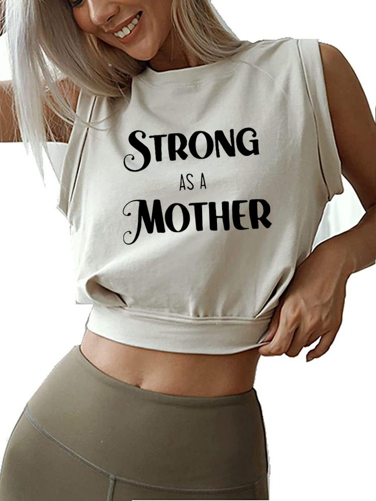 Strong as Mom  Sleeveless Crop Tops