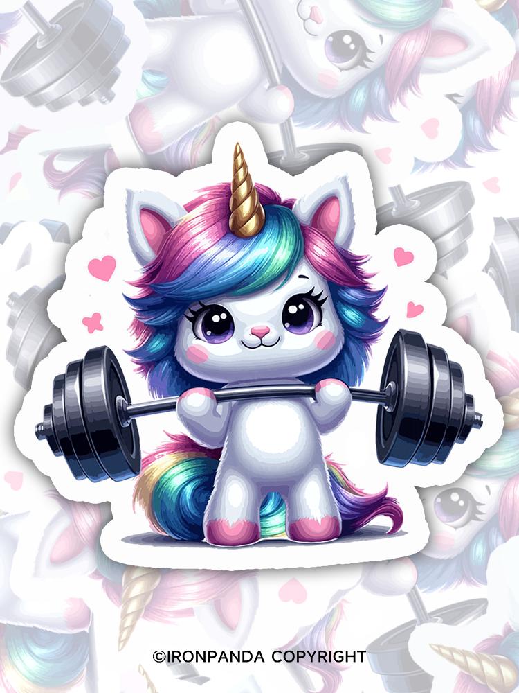IronPanda unicorn weightlifting Sticker