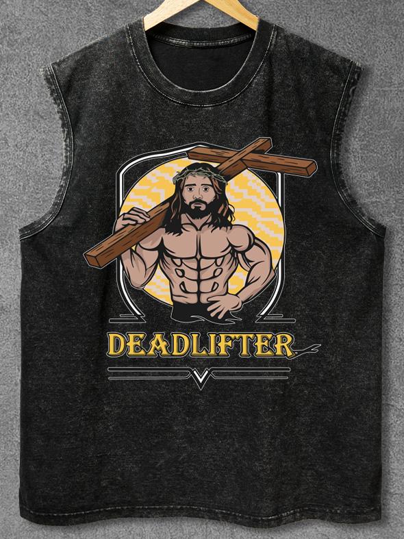 JESUS DEADLIFTER Washed Gym Tank