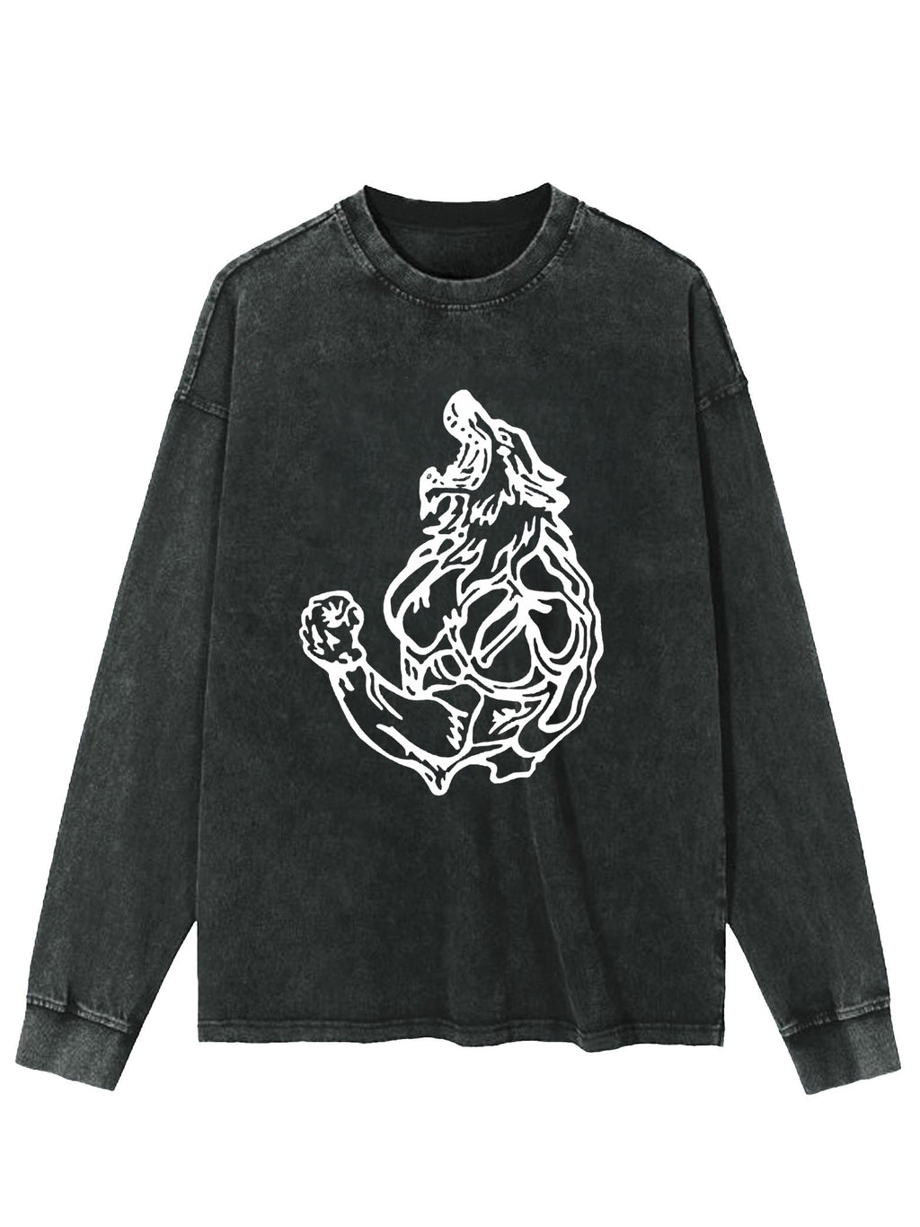 MUSCLE WOLF WASHED LONG SLEEVE SHIRT