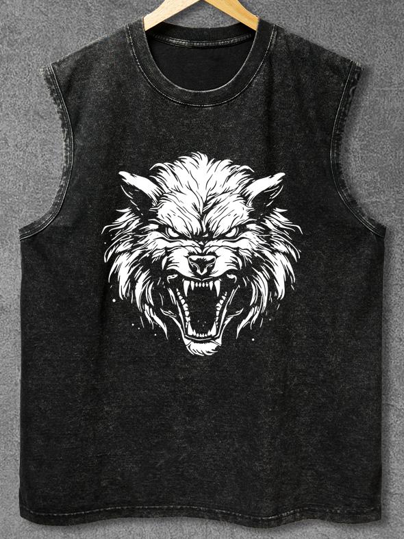 ROARING WOLF Washed Gym Tank