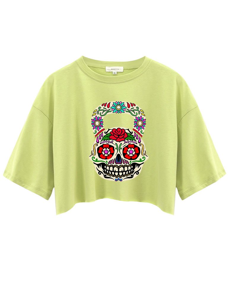 DIA DE LOS MUERTOS KETTLEBEL Crop Tops