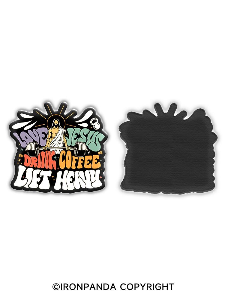 IronPanda LOVE JESUS DRINK COFFEE LIFT HEAVY Fridge Magnet