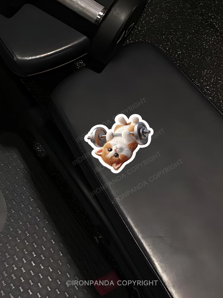 IronPanda Bench press cat Sticker