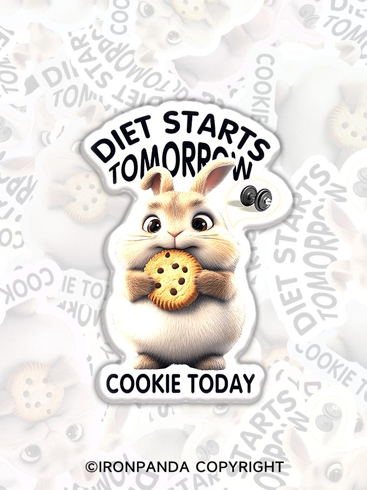IronPanda diet starts tomorrow cookie today Fridge Magnet