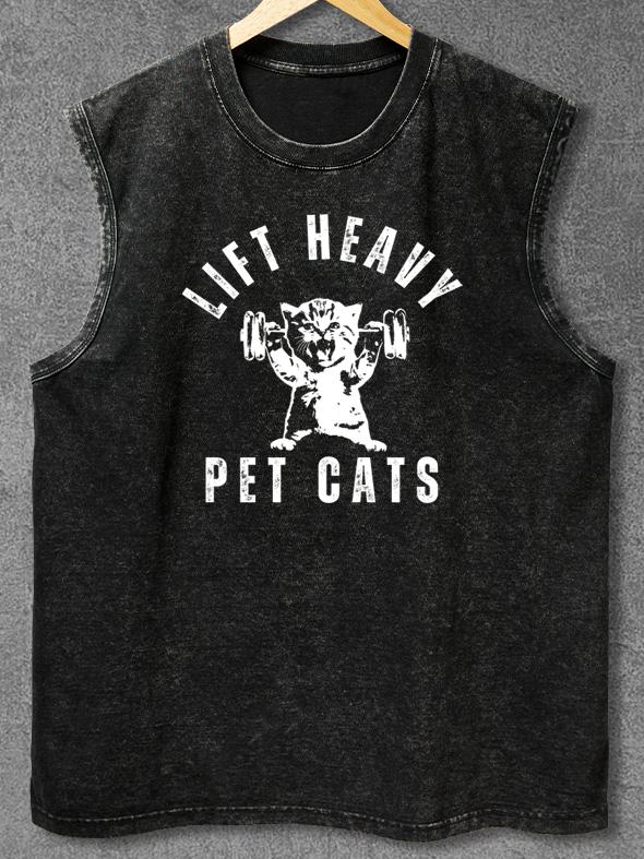 LIFT HEAVY PET CAT Washed Gym Tank