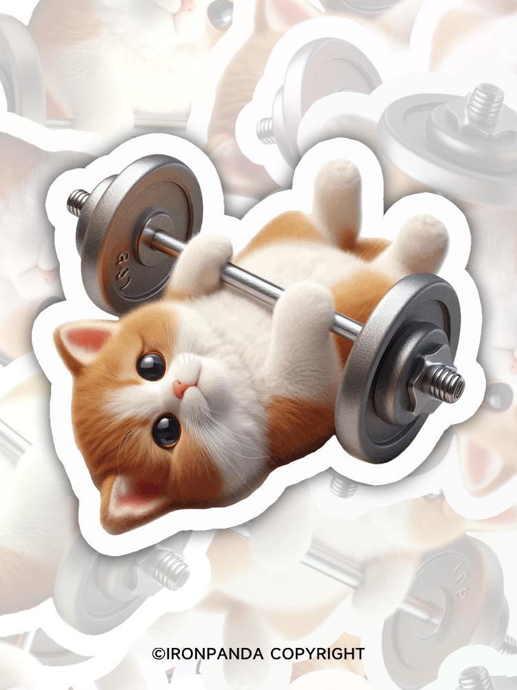 IronPanda Bench press cat Sticker