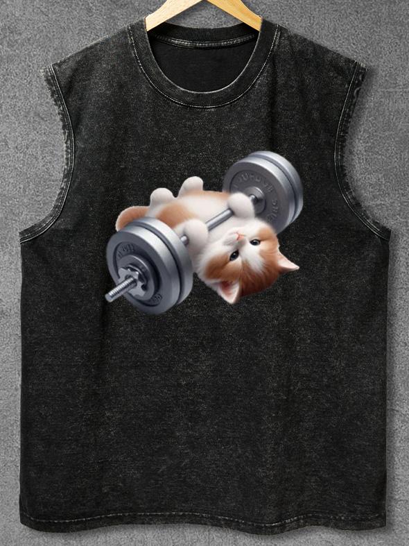 CAT UNDER THE BAR Washed Gym Tank