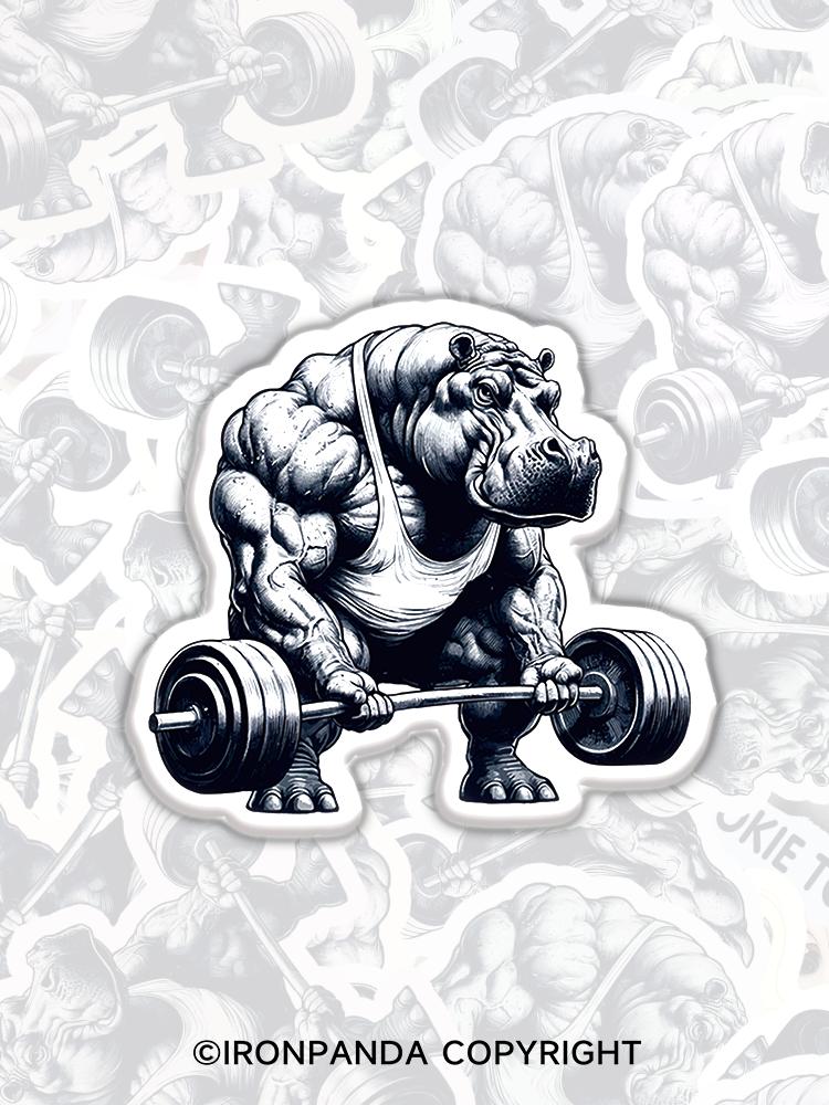 IronPanda hippo weightlifting Fridge Magnet