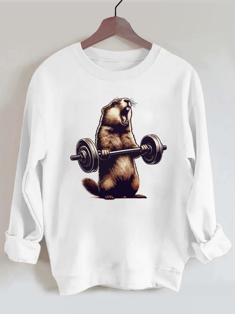 Barbell Wieghtlifting Groundhog Gym Sweatshirt