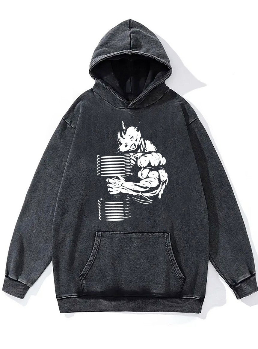 MUSCULAR RHINO Washed Gym Hoodie