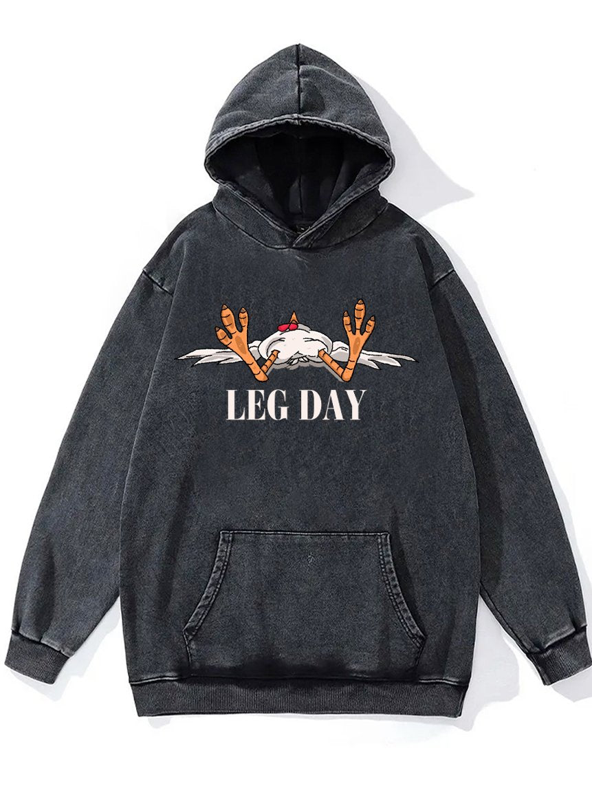 LEG DAY TIRED COCK Washed Gym Hoodie
