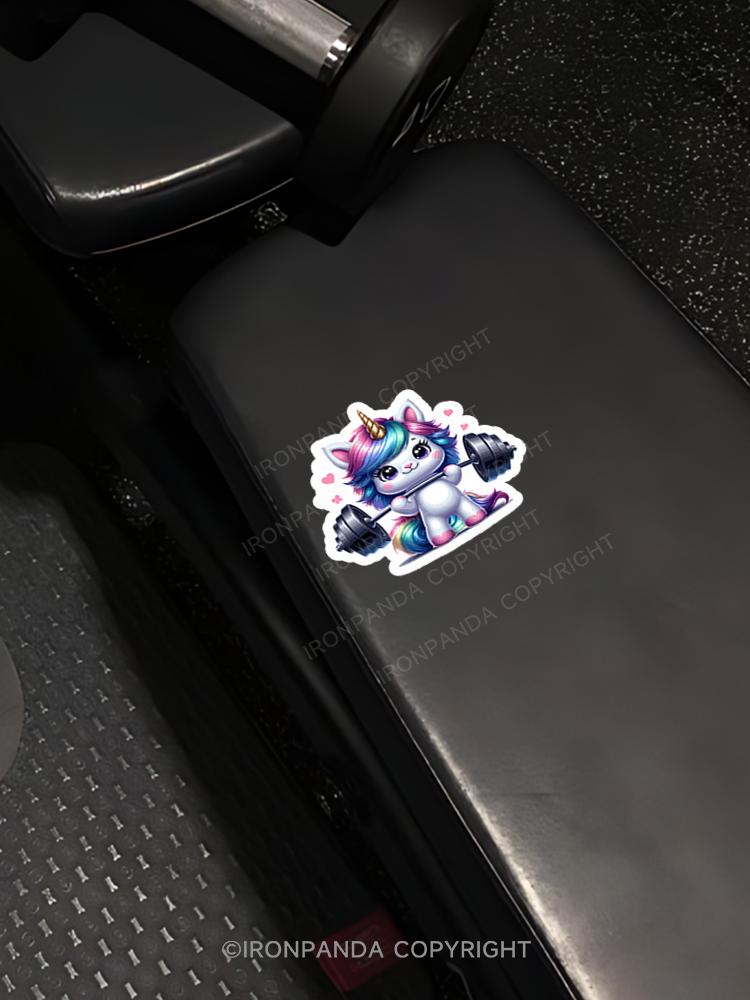IronPanda unicorn weightlifting Sticker