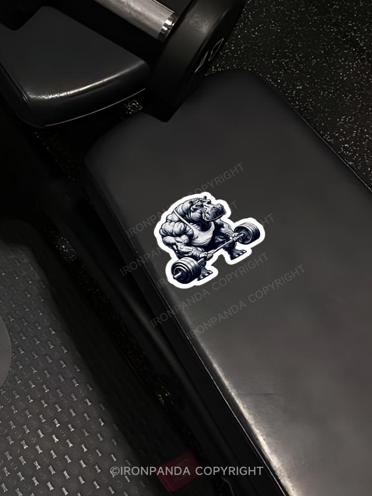 IronPanda hippo weightlifting Sticker