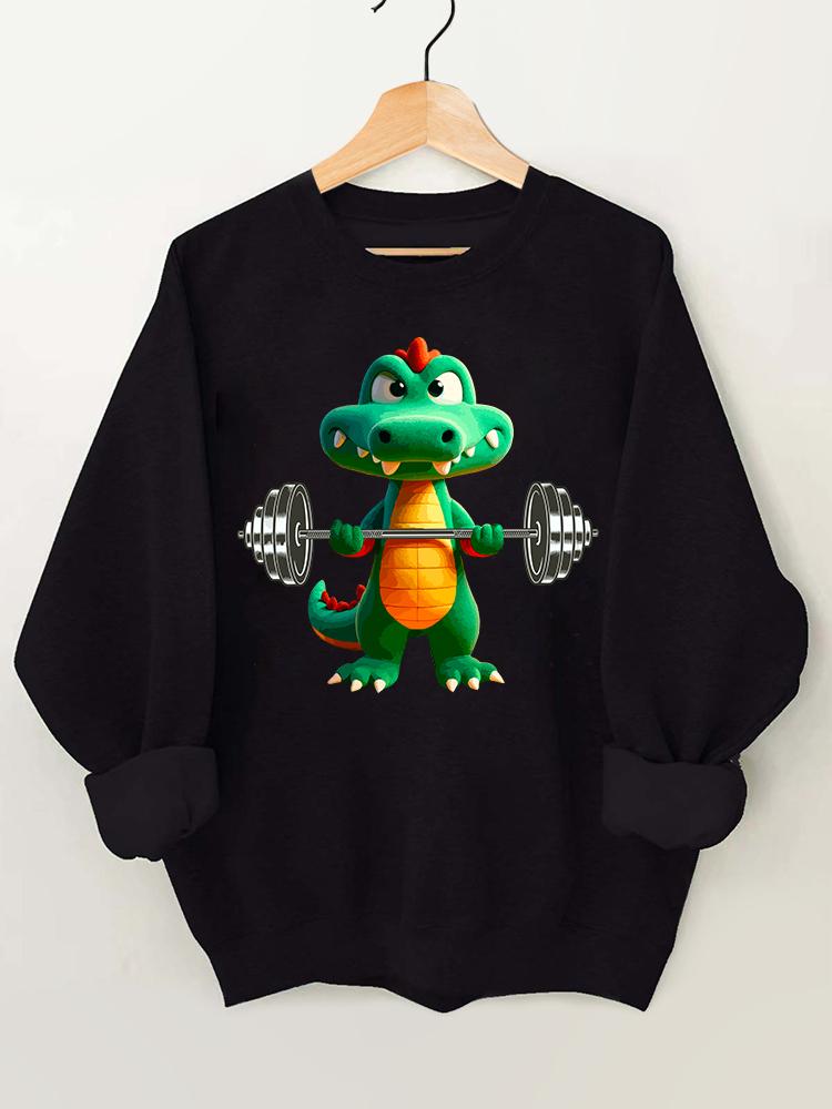 funny weightlifting dinosaur Gym Sweatshirt