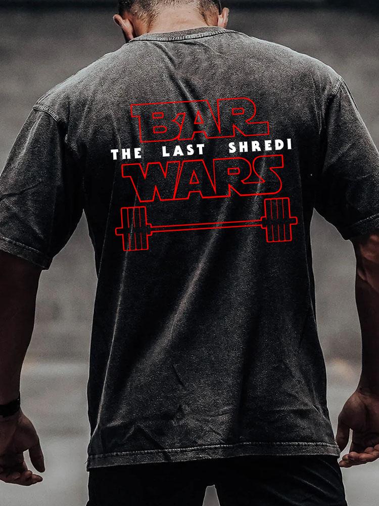 BAR LAST SHREDI WARS back printed Washed Gym Shirt