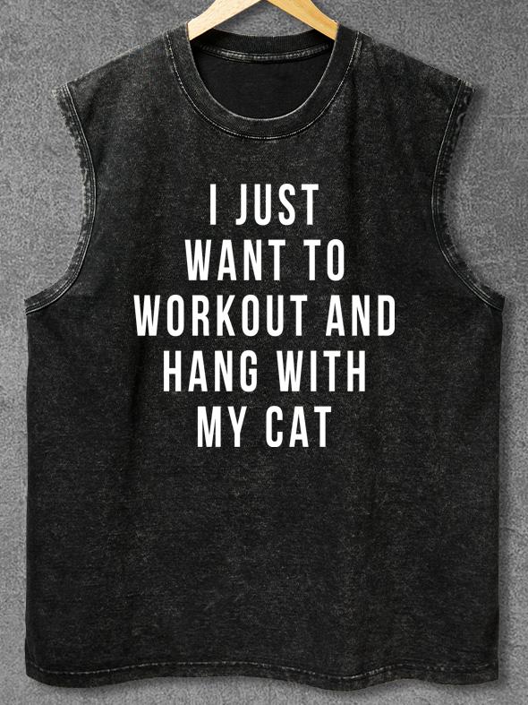 HANG WITH MY CAT Washed Gym Tank