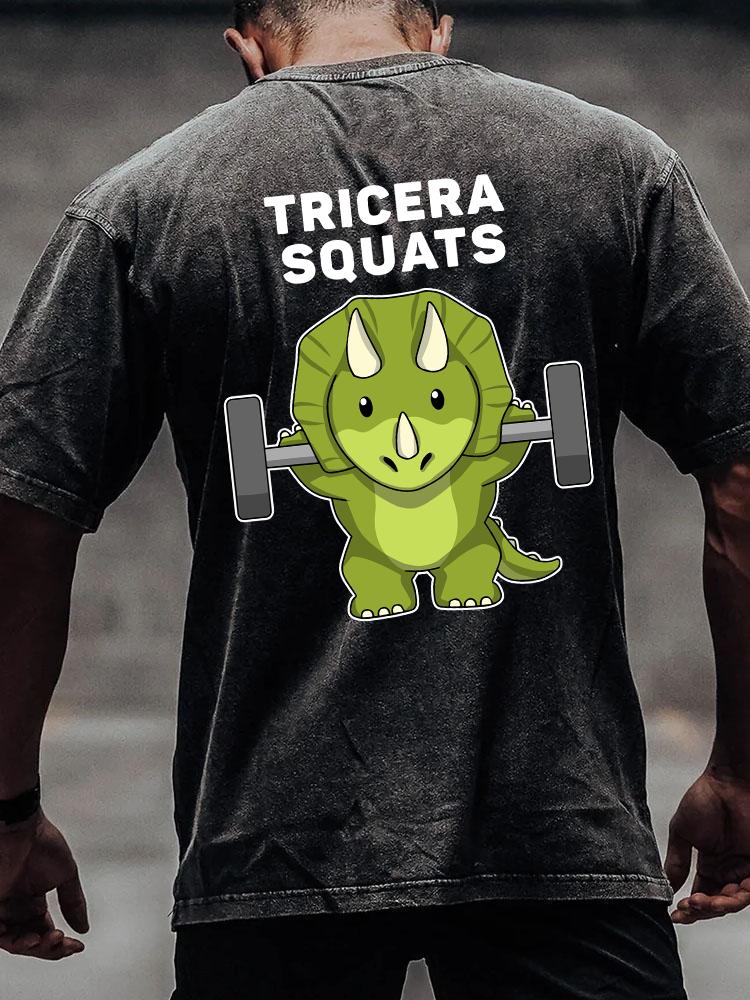 TRICERA SQUATS back printed Washed Gym Shirt