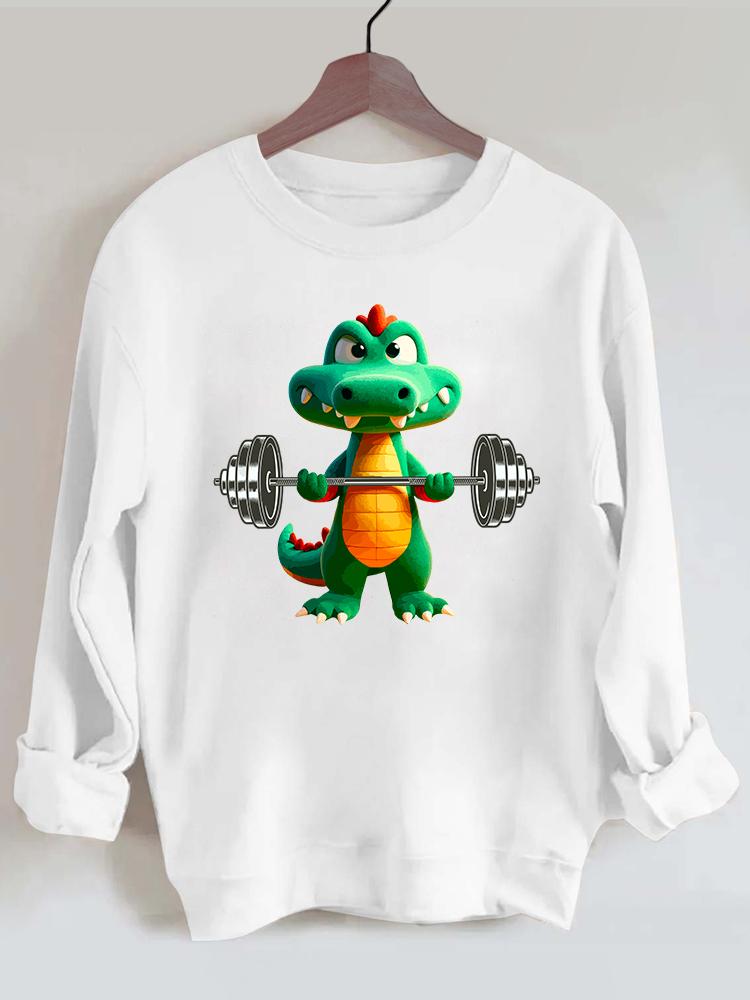funny weightlifting dinosaur Gym Sweatshirt