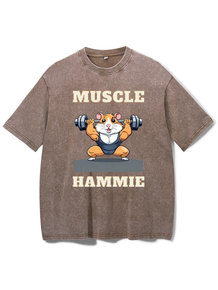 Muscular hamster Washed Gym Shirt